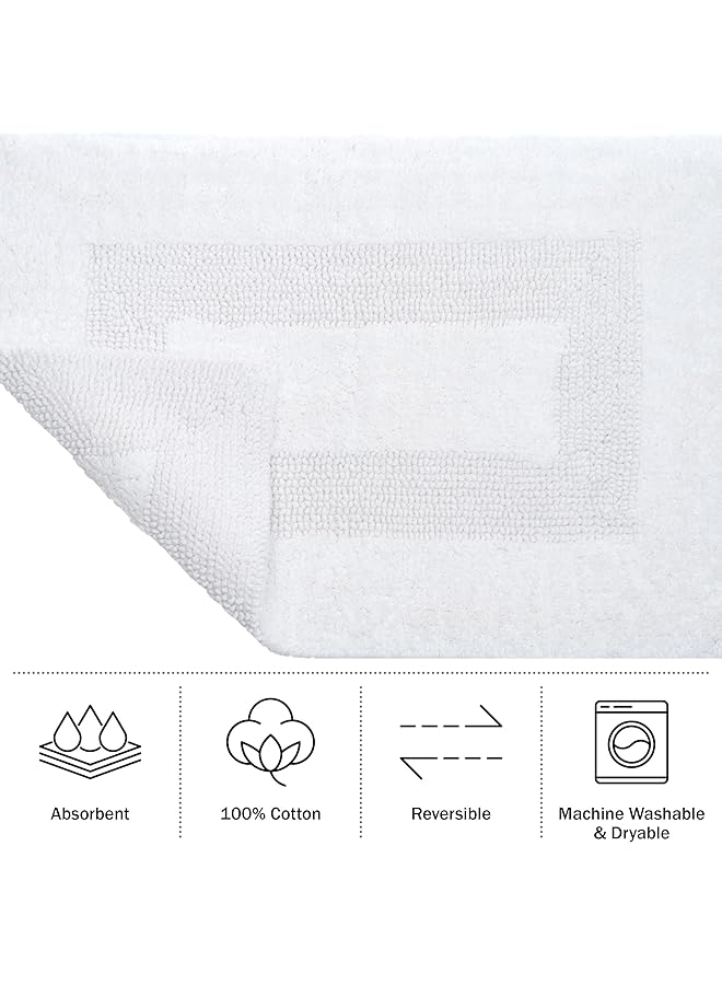 لافيش هوم سجادات حمام مكونة من قطعتين من القطن قابلة للغسل في الغسالة للحمام أو المطبخ أو غرفة الغسيل باللون الأبيض - Image 4