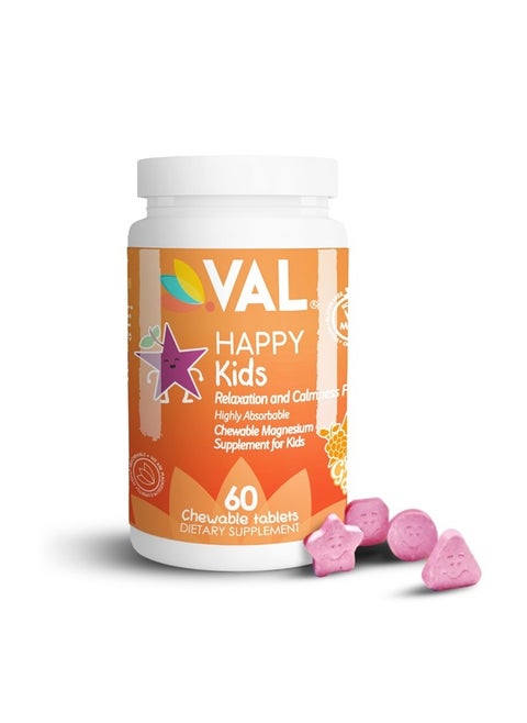 Chewable Magnesium for Kids, Relaxation and Calm Formula, Glycinate, Citrate, Taurate, Vitamin B6, D, C, Natural Star Grape Flavor, Sugar Free, Gluten Free, Non-GMO, 60 Chewable Tablets