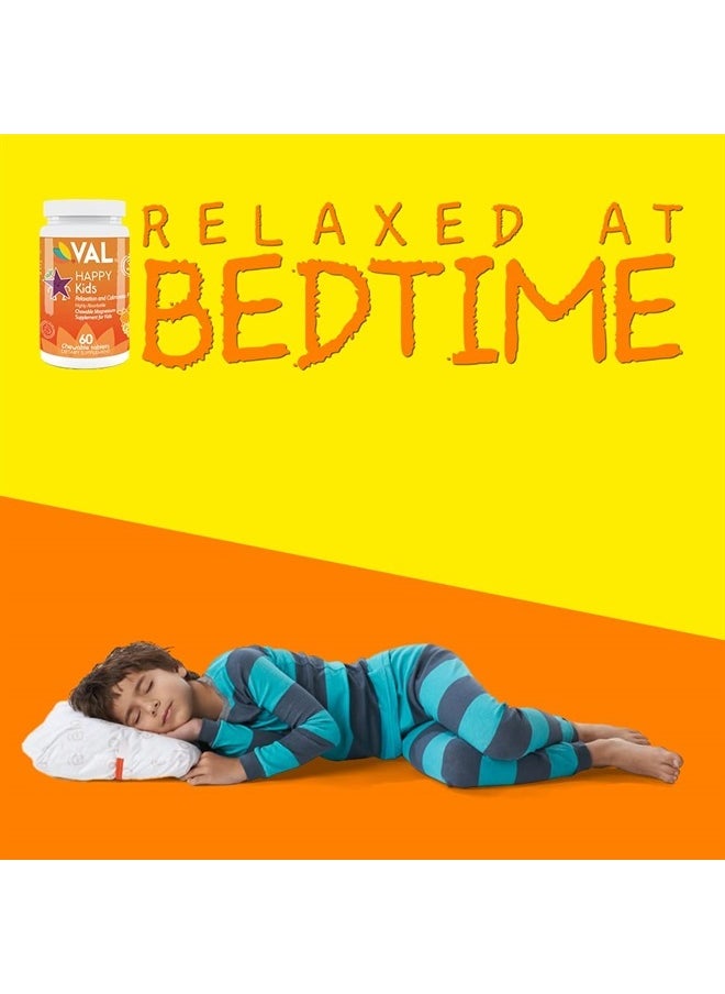 VAL - Chewable Magnesium for Kids, Relaxation and Calm Formula, Glycinate, Citrate, Taurate, Vitamin B6, D, C, Natural Star Grape Flavor, Sugar Free, Gluten Free, Non-GMO, 60 Chewable Tablets - Image 1