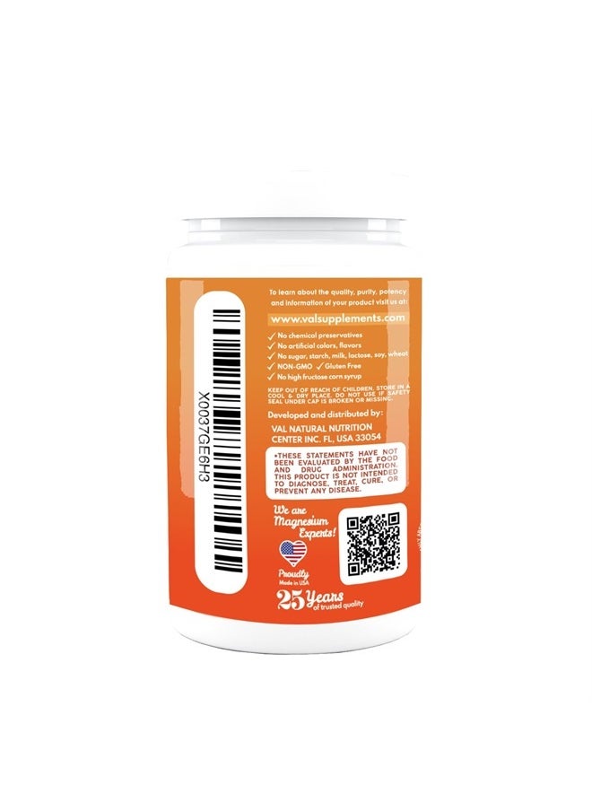 VAL - Chewable Magnesium for Kids, Relaxation and Calm Formula, Glycinate, Citrate, Taurate, Vitamin B6, D, C, Natural Star Grape Flavor, Sugar Free, Gluten Free, Non-GMO, 60 Chewable Tablets - Image 1