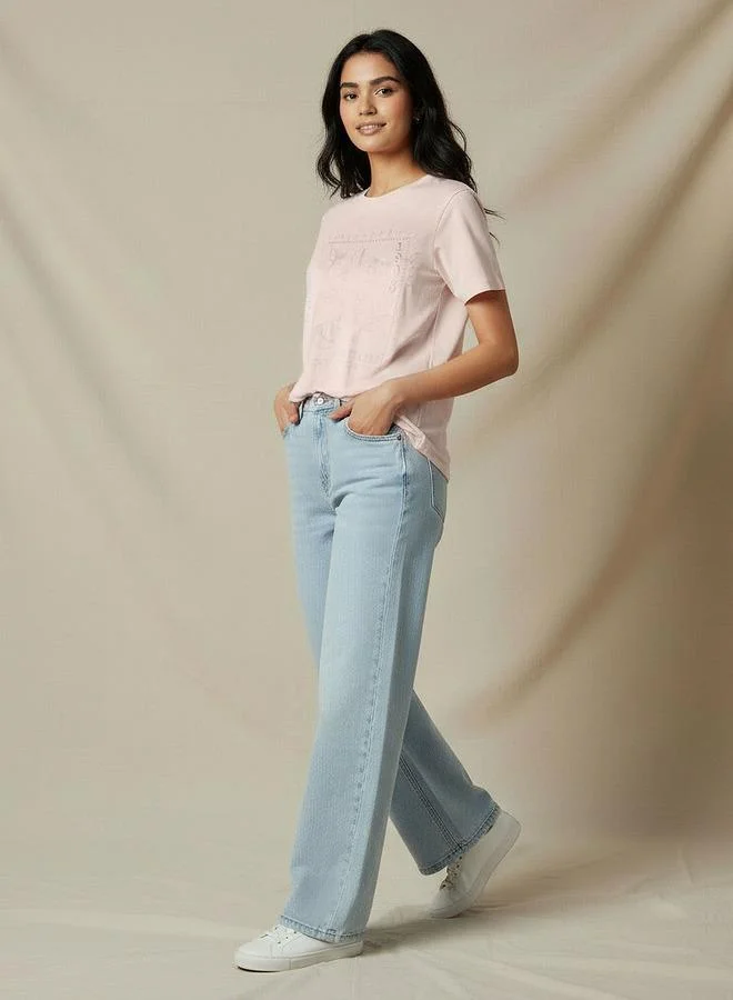 لي كوبر Lee Cooper Regular Fit Cotton T shirt with Embroidery