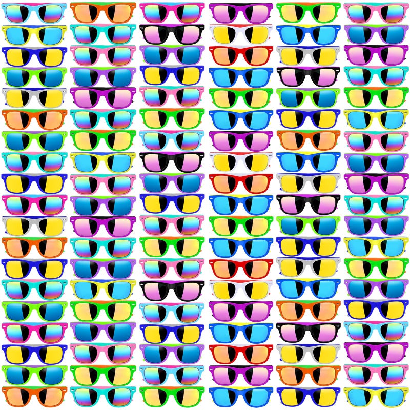 Oleitodh 128 Pack Kids Sunglasses Party Favors Kids Neon Sunglasses Bulk Childrens Sunglasses Boys Girls Eyewear Pack for Goody Bag Fillers Summer Beach Pool Birthday Party Supplies Age for 38 - Image 3