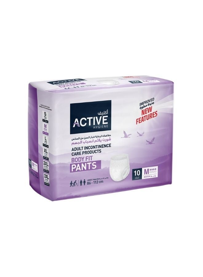 ACTIVE Adult Diaper Pants Medium 10 Pieces, Waist Size 86-112 cm
