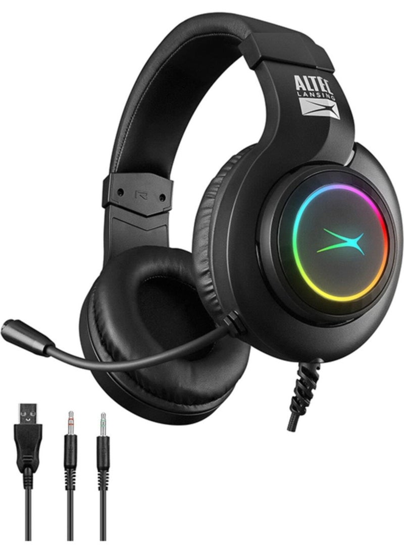 Altec Lansing - ALGH9602 PS4/xbox/mobile Compatible Microphone USB 3.5mm Jack Rainbow LED Light Gaming Headset - Image 1