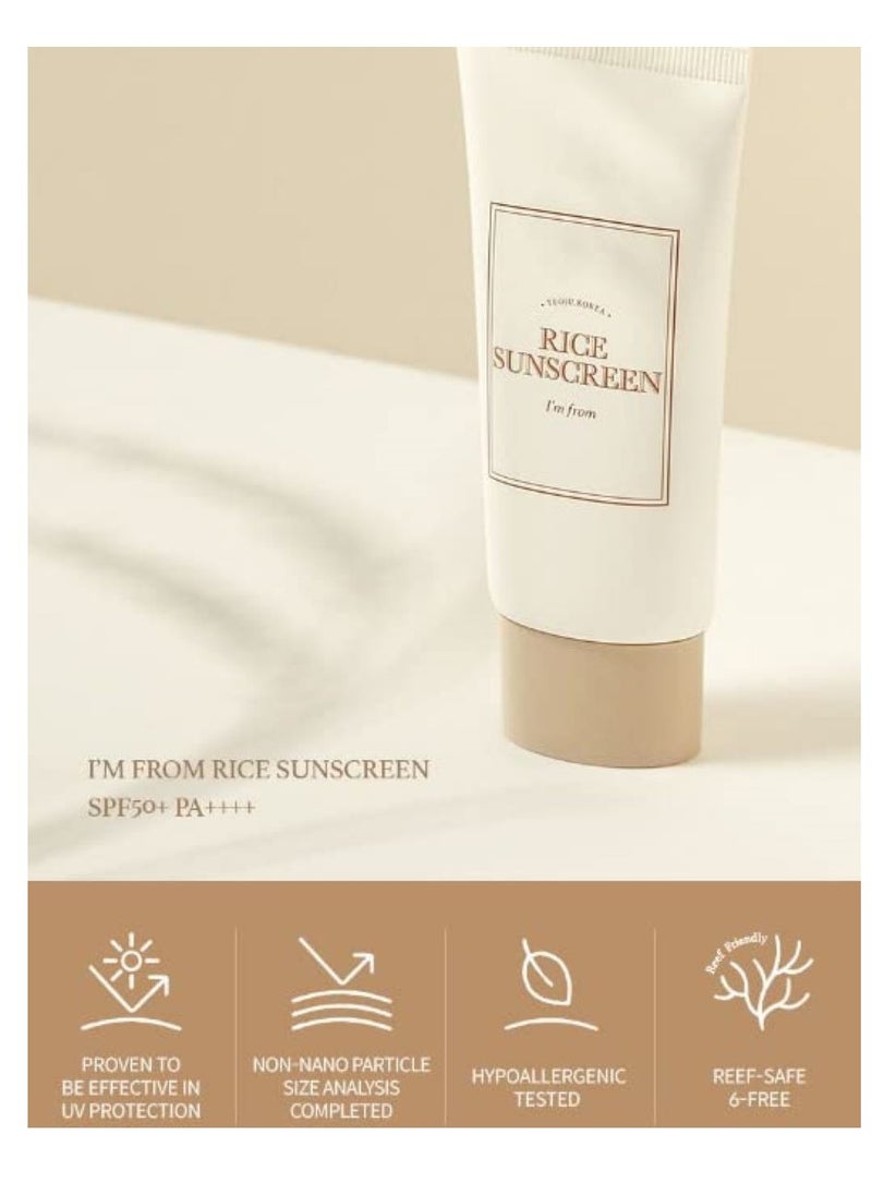 I'M FROM I'm from Rice Sunscreen 50ml, Physical, rice extract 41%, Non-nano zinc oxide, Reef friendly, skin sun protection  - Image 2