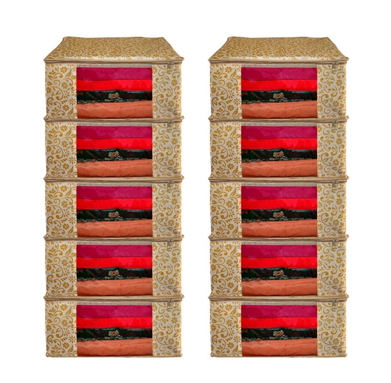 SHAPING FABRIC Non-Woven Garment Cover with Transparent Window & Double Metal Zipper - Pack of 10 for Dustproof Clothing Storage - Image 1