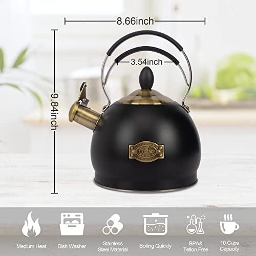 LUXGRACE Whistling Tea Kettle Stainless Steel Teapot, Teakettle for Stovetop Induction Stove Top, Fast Boiling Heat Water Tea Pot 2.6 Quart - Image 5