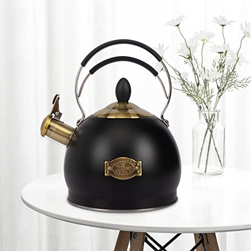 LUXGRACE Whistling Tea Kettle Stainless Steel Teapot, Teakettle for Stovetop Induction Stove Top, Fast Boiling Heat Water Tea Pot 2.6 Quart - Image 4