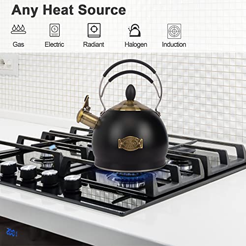 LUXGRACE Whistling Tea Kettle Stainless Steel Teapot, Teakettle for Stovetop Induction Stove Top, Fast Boiling Heat Water Tea Pot 2.6 Quart - Image 2