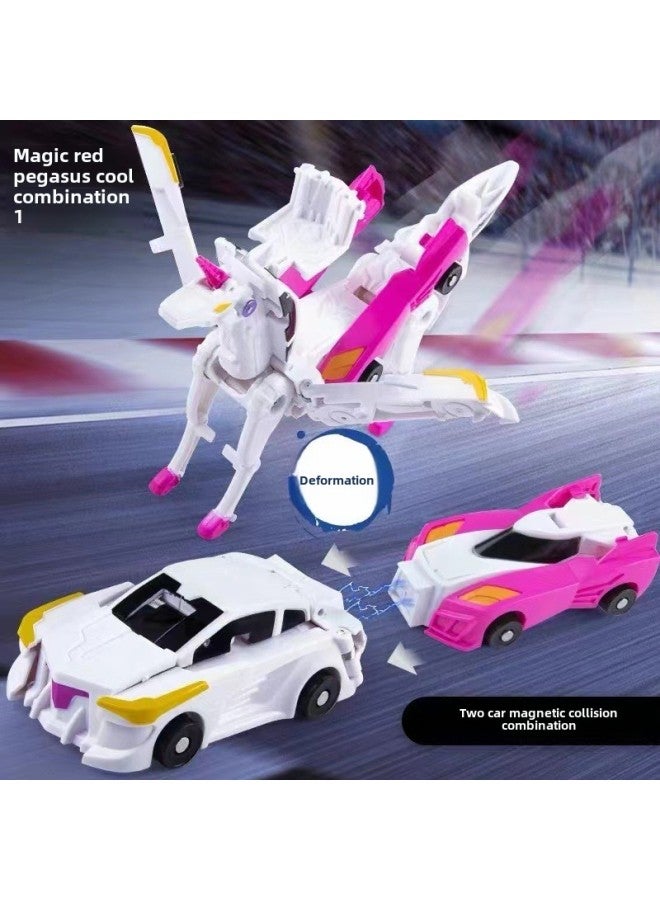 لعبة Magic Sky Wing Pegasus Unicorn Robot المغناطيسية الممتصة للتصادمات المشوهة بين الوالدين والطفل - اللون: وردي Tianma Unicorn (حقيبة) - Image 2