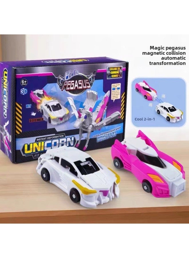 لعبة Magic Sky Wing Pegasus Unicorn Robot المغناطيسية الممتصة للتصادمات المشوهة بين الوالدين والطفل - اللون: وردي Tianma Unicorn (حقيبة) - Image 3