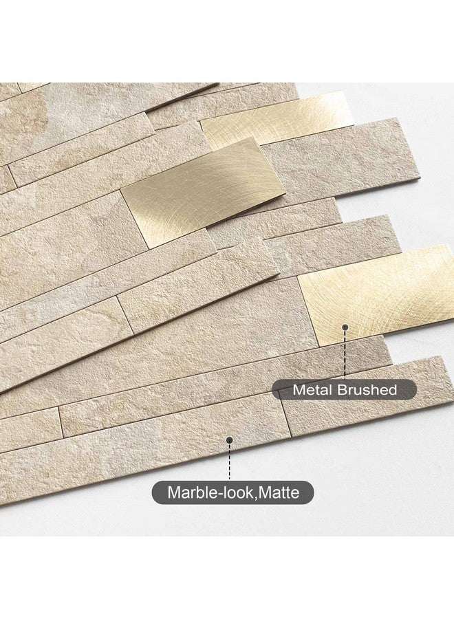 Benice BeNice Peel and Stick Backsplash Tile for Kitchen Peel and Stick,Bathroom Waterproof Backsplash Linear Mosaic Tile(Beige,10PCS)  - Image 2