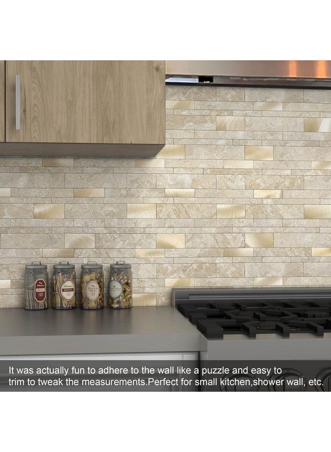 Benice BeNice Peel and Stick Backsplash Tile for Kitchen Peel and Stick,Bathroom Waterproof Backsplash Linear Mosaic Tile(Beige,10PCS)  - Image 4
