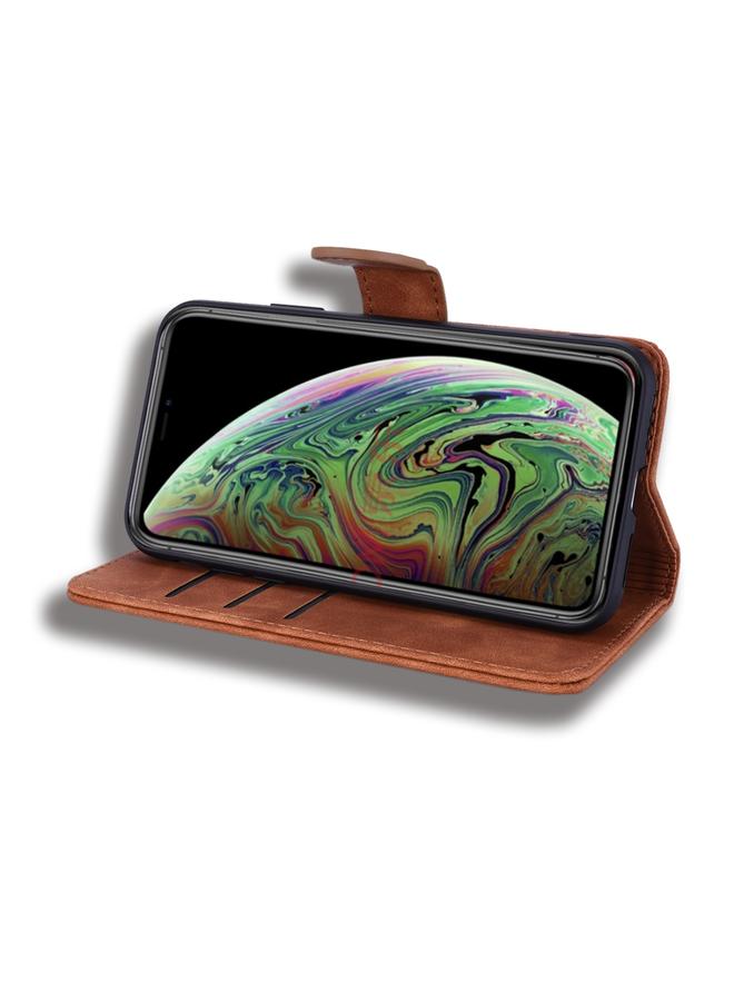 S-TOP Case For iPhone 11 Pro Calf Pattern Double Folding Design Embossed Leather Case with Wallet & Holder & Card Slots - Image 5