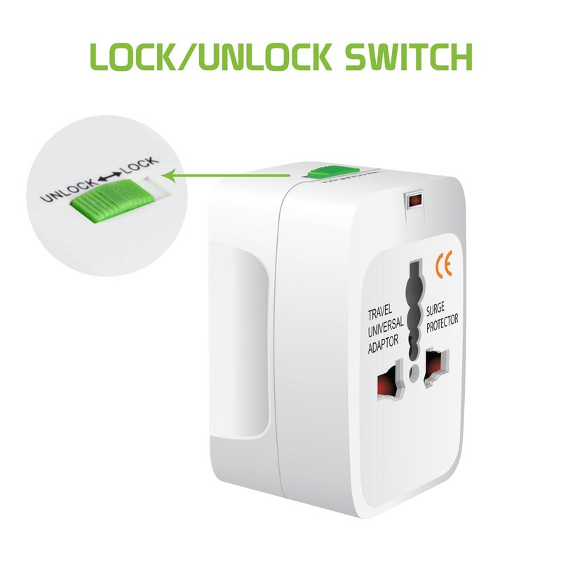 cellet Portable Worldwide Universal Power Adapter All in One International Out of Country Travel Wall Charger Plug for Wall Plug Input in USA EU UK France Italy Australia India Outlets by Cellet - Image 5