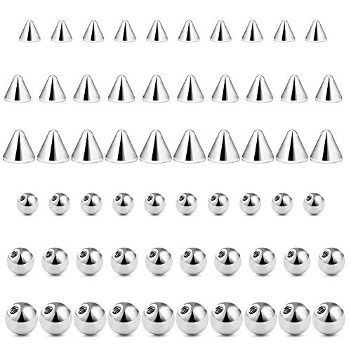 Ftovosyo 60PCS 316L Surgical Steel Replacement 4mm 5mm 6mm Balls Spikes Body Jewelry Piercing Barbell Parts Screw Bead 14G 16G for Women Men - Image 5