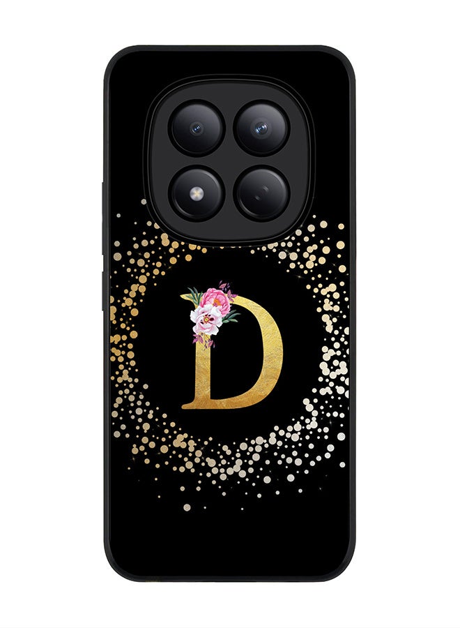 For Xiaomi Redmi Note 15 Pro 4G Case,Slim fit Camera Protection, Shockproof Thin Phone cover  - Custom Monogram Floral - D ( Black )