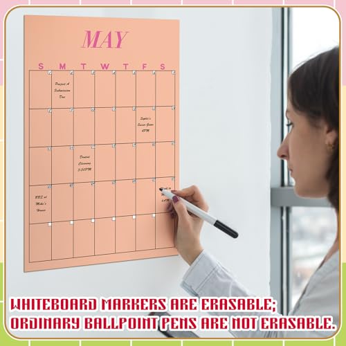 Fullhawl 12 Pcs Undated Calendar 16 x 12 Large Erasable Wall Calendar Dry Ease Reusable Planning Colorful Yearly Rainbow Blank Planner Reserved Grid for Office Home Educational Study Room Back to First Day - Image 3