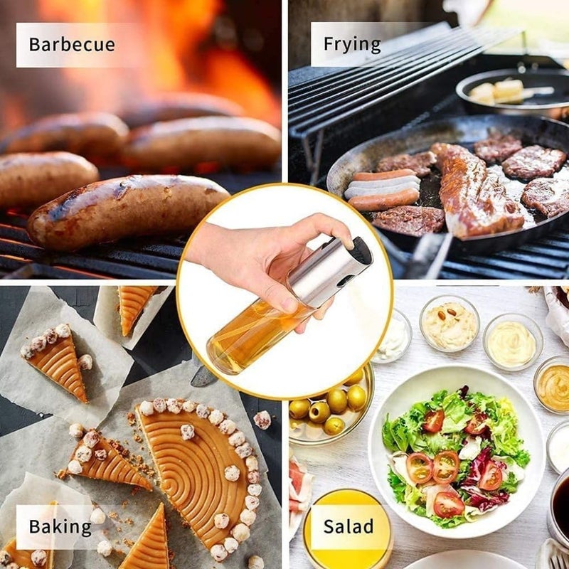 Spitomex Olive Oil Sprayer Oil Dispenser Mister Oil Spray Bottle Oil Vinegar Glass Spritzer Dispenser for BBQ Salad Roasting Baking Grilling Frying Including Free Tube Brush 100ml - Image 2