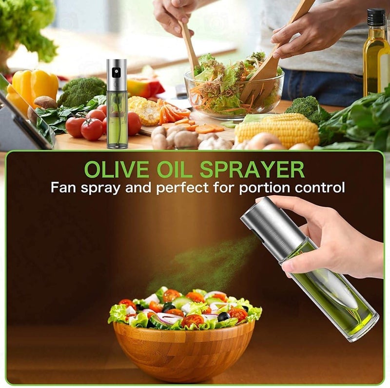 Spitomex Olive Oil Sprayer Oil Dispenser Mister Oil Spray Bottle Oil Vinegar Glass Spritzer Dispenser for BBQ Salad Roasting Baking Grilling Frying Including Free Tube Brush 100ml - Image 3