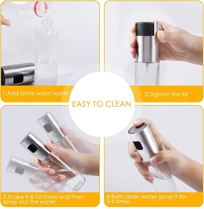 Spitomex Olive Oil Sprayer Oil Dispenser Mister Oil Spray Bottle Oil Vinegar Glass Spritzer Dispenser for BBQ Salad Roasting Baking Grilling Frying Including Free Tube Brush 100ml - Image 4
