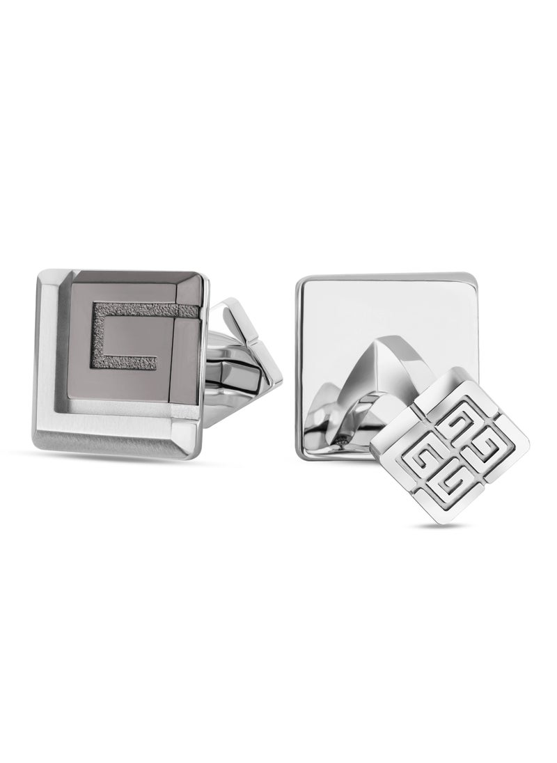 Guy Laroche Alex Two Tone Grey and Silver Cufflinks for Men  - Image 2