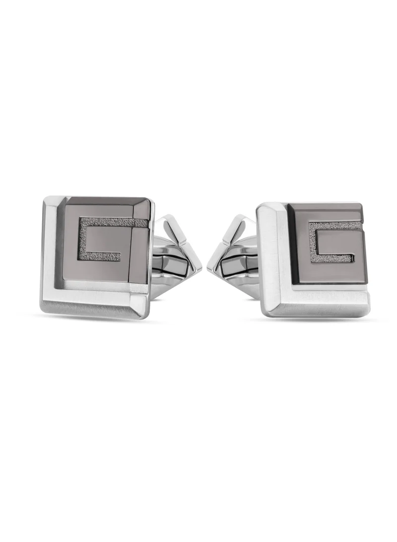 Guy Laroche Alex Two Tone Grey and Silver Cufflinks for Men