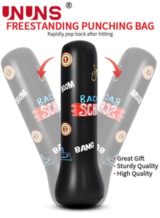 Punching Bag For Kids,Inflatable Boxing Punch Bag With Gloves And Pump,Inflatable Tumbler Toy For Boys Girls,Beginner Heavy Punching Bags Sandbag,Reduce Pressure Stress,1.2M Alphabet Black - view 2