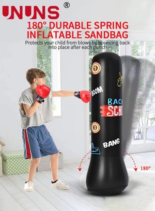 Punching Bag For Kids,Inflatable Boxing Punch Bag With Gloves And Pump,Inflatable Tumbler Toy For Boys Girls,Beginner Heavy Punching Bags Sandbag,Reduce Pressure Stress,1.2M Alphabet Black - view 4
