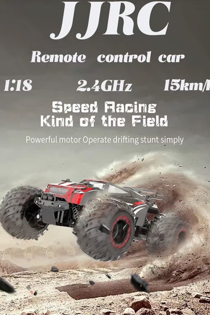 JJRC JJRC Q105 Remote Control Car, 1:18 Scale All Terrain RC Cars, 15Km/h with Colorful LedLight and Two Rechargeable Batteries, Comes with four mini roadblock cones and four cone stickers，Remote Control Truck Off Road Racing Car Toys  for Kids and Boys  - Image 1