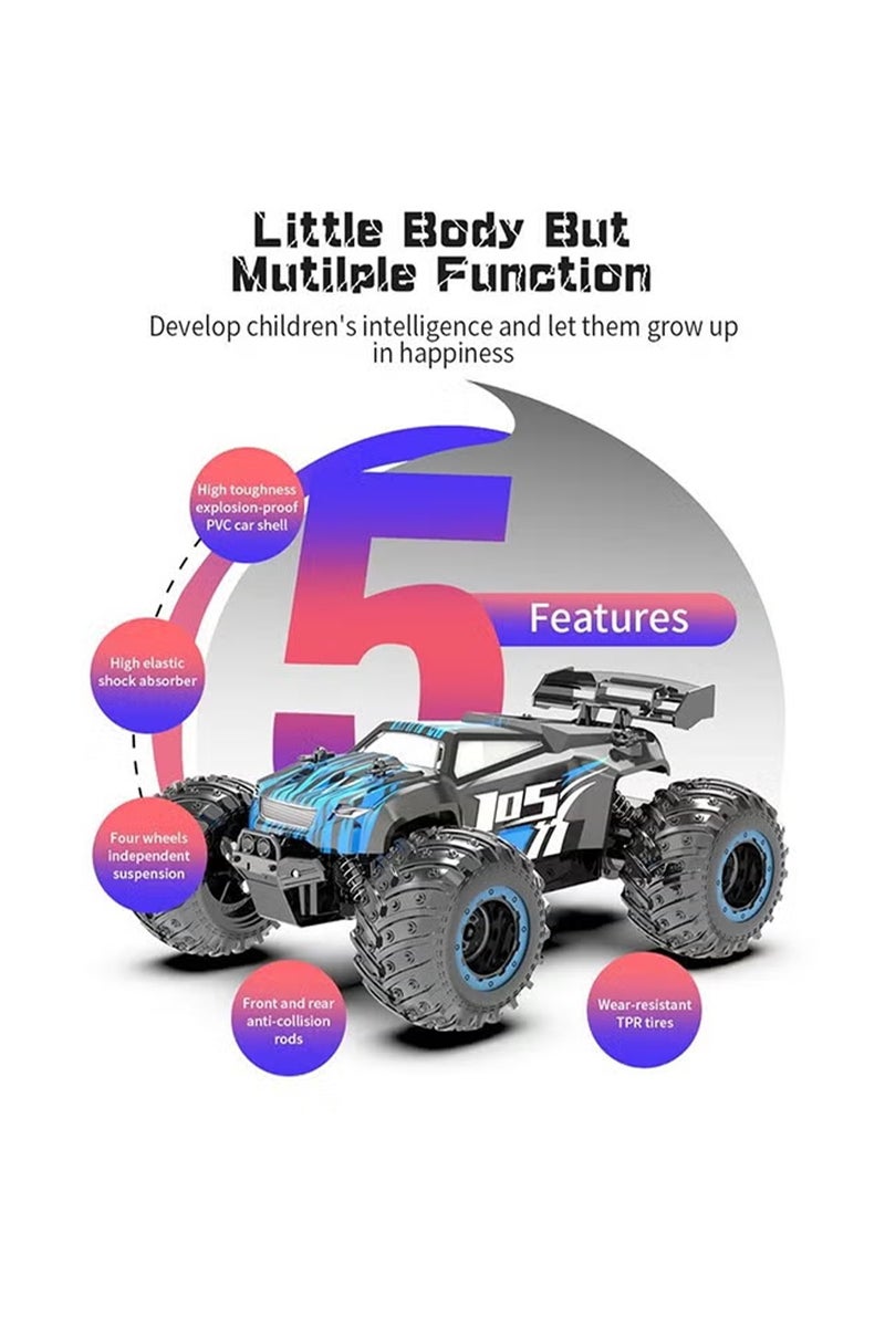 JJRC JJRC Q105 Remote Control Car, 1:18 Scale All Terrain RC Cars, 15Km/h with Colorful LedLight and Two Rechargeable Batteries, Comes with four mini roadblock cones and four cone stickers，Remote Control Truck Off Road Racing Car Toys  for Kids and Boys  - Image 2