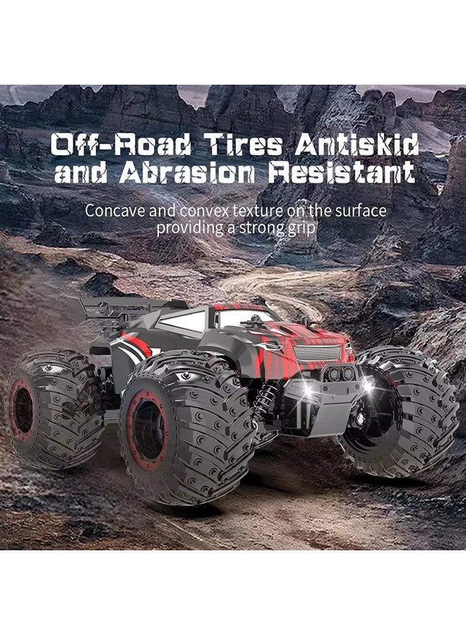 JJRC JJRC Q105 Remote Control Car, 1:18 Scale All Terrain RC Cars, 15Km/h with Colorful LedLight and Two Rechargeable Batteries, Comes with four mini roadblock cones and four cone stickers，Remote Control Truck Off Road Racing Car Toys  for Kids and Boys  - Image 4