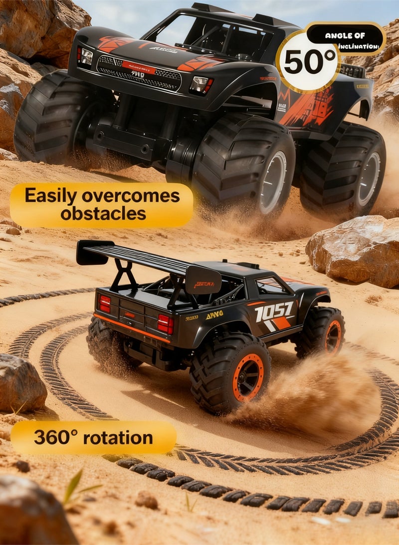 JJRC Q105 Remote Control Car, 1:18 Scale All Terrain RC Cars, 15Km/h with Colorful LedLight and one Rechargeable Batteries, Comes with four mini roadblock cones and four cone stickers，Remote Control Truck Off Road Racing Car Toys  for Kids and Boys - Image 4