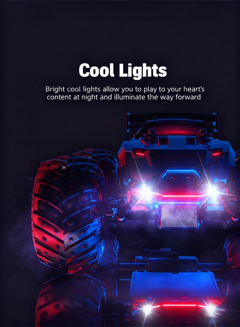 JJRC Q105 Remote Control Car, 1:18 Scale All Terrain RC Cars, 15Km/h with Colorful LedLight and one Rechargeable Batteries, Comes with four mini roadblock cones and four cone stickers，Remote Control Truck Off Road Racing Car Toys  for Kids and Boys - Image 3