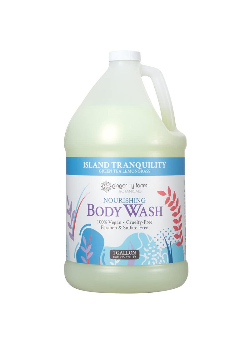 ginger lily farms - Ginger Lily Farms Botanicals Nourishing Body Wash, Island Tranquility, 100% Vegan & Cruelty-Free, Green Tea & Lemongrass Scent, 1 Gallon Refill (128 fl. oz.) - Image 1