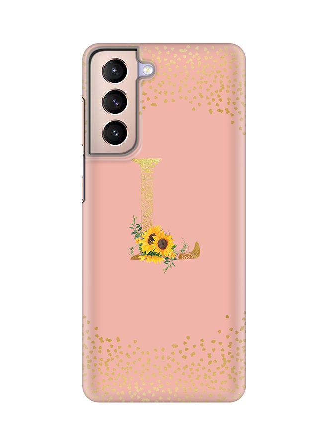 Stylizedd Monogram Slim Cover for Samsung Galaxy S21 Plus 5G Case Custom Initials Letter Floral Pattern Snap Series Mobile Cover Matte Alphabet  - L (Rose Pink) - Image 1