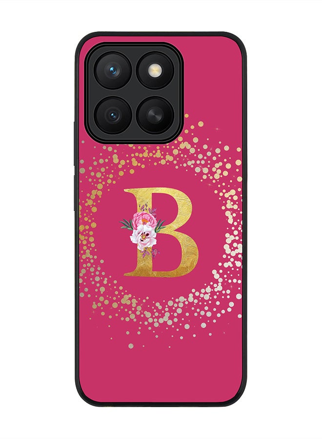 Stylizedd For Honor X8c Case,Slim fit Camera Protection, Shockproof Thin Phone cover  - Custom Monogram Floral - B ( Deep Pink )