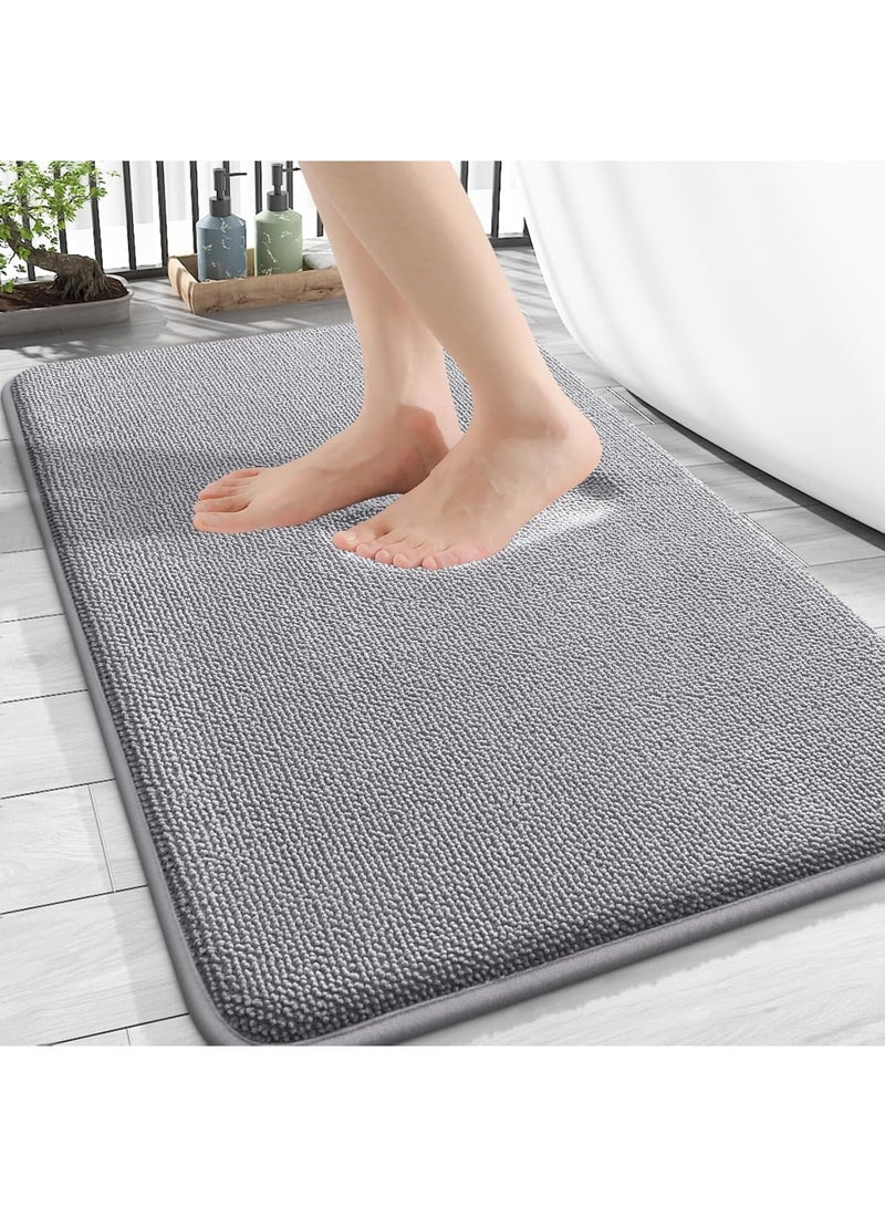 SYOSI Memory Foam Bath Mat, Extra Soft and Absorbent Bathroom Rug with PVC Backing, Quick Dry Non-Slip Floor Mat, Machine Washable Carpet for Tub, Shower, Bathroom Decor, Grey, 50×80cm - Image 1
