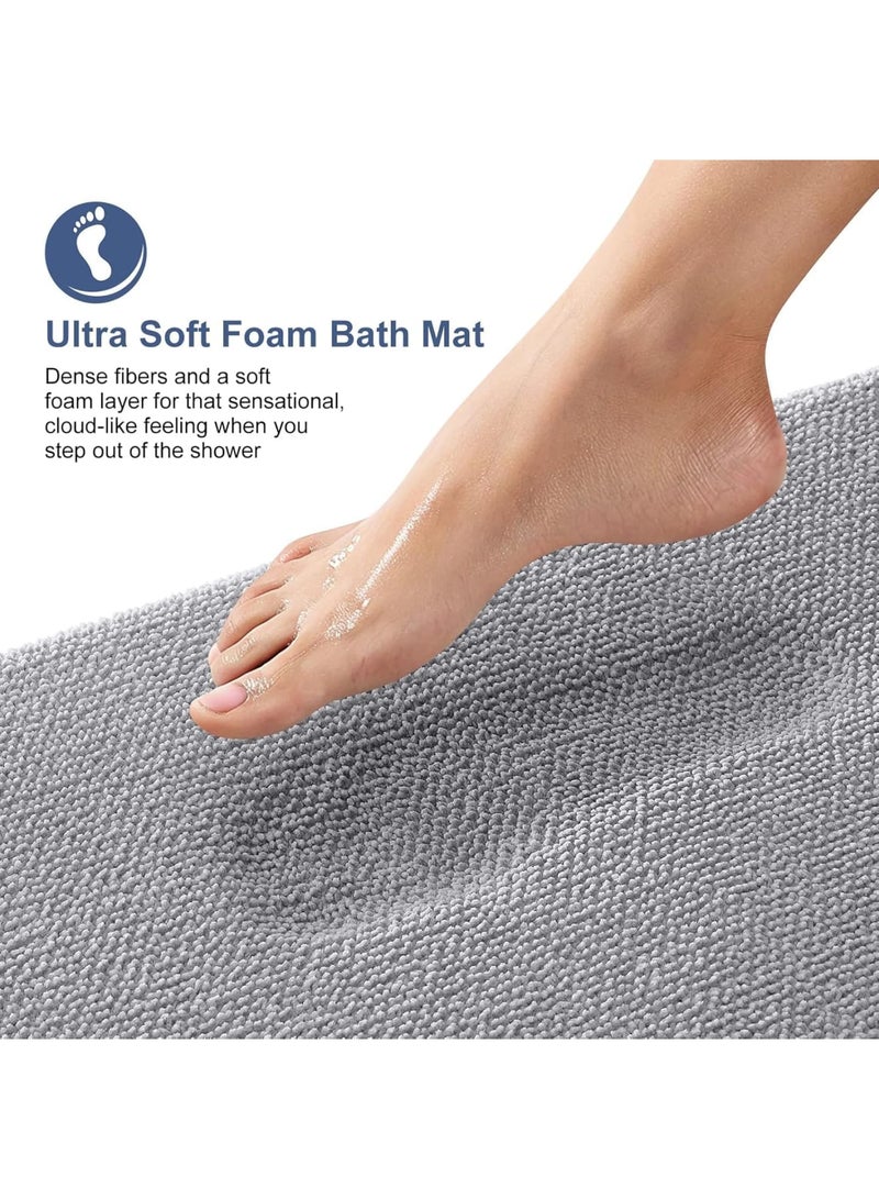 SYOSI Memory Foam Bath Mat, Extra Soft and Absorbent Bathroom Rug with PVC Backing, Quick Dry Non-Slip Floor Mat, Machine Washable Carpet for Tub, Shower, Bathroom Decor, Grey, 50×80cm - Image 3