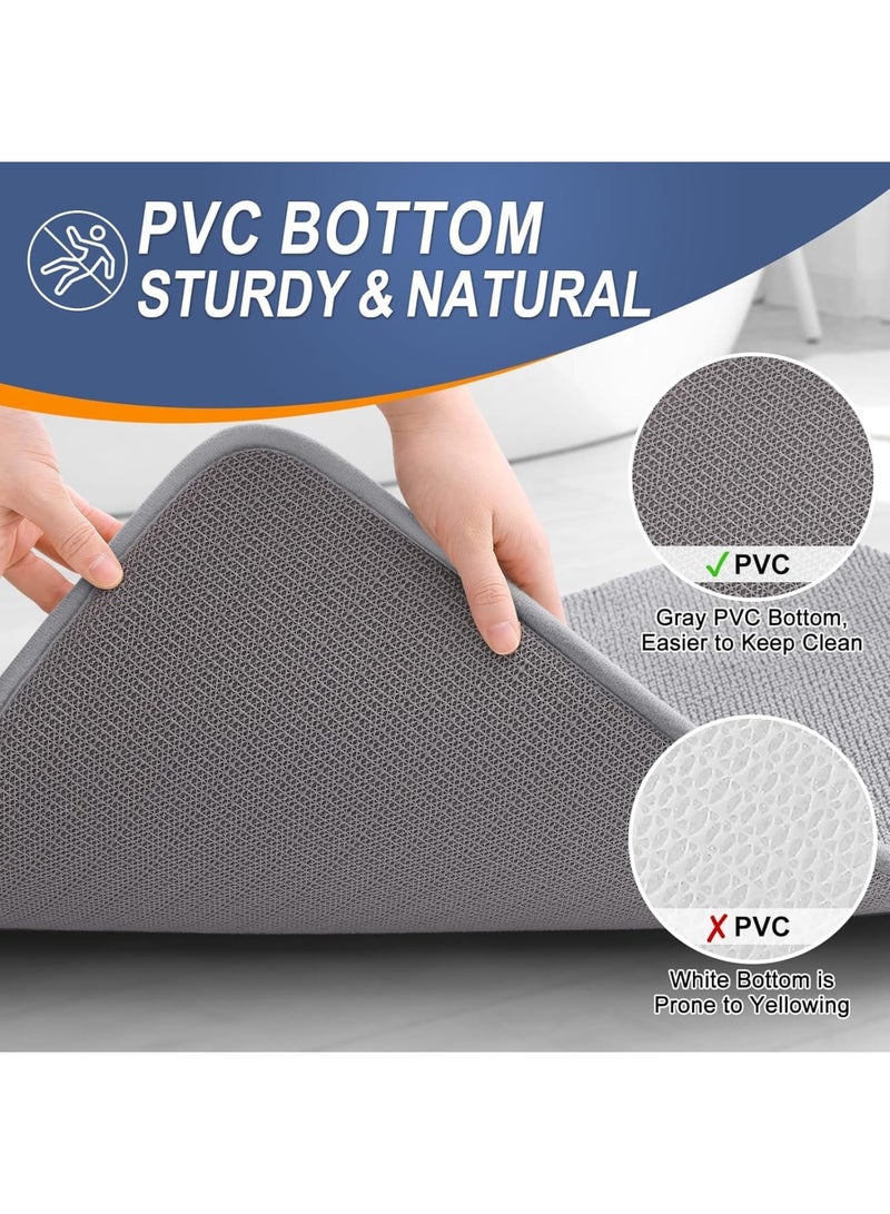 SYOSI Memory Foam Bath Mat, Extra Soft and Absorbent Bathroom Rug with PVC Backing, Quick Dry Non-Slip Floor Mat, Machine Washable Carpet for Tub, Shower, Bathroom Decor, Grey, 50×80cm - Image 4