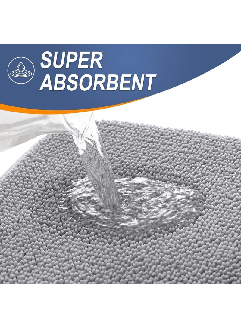 SYOSI Memory Foam Bath Mat, Extra Soft and Absorbent Bathroom Rug with PVC Backing, Quick Dry Non-Slip Floor Mat, Machine Washable Carpet for Tub, Shower, Bathroom Decor, Grey, 50×80cm - Image 2