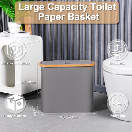 efluky Toilet Paper Basket 28L Toilet Paper Storage with Lid for Bathroom Free Standing Holder Organizer Holds Up to 912 Rolls Grey - Image 3