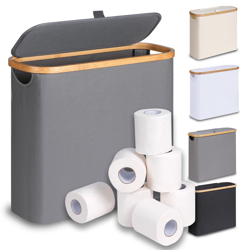 efluky Toilet Paper Basket 28L Toilet Paper Storage with Lid for Bathroom Free Standing Holder Organizer Holds Up to 912 Rolls Grey - Image 2