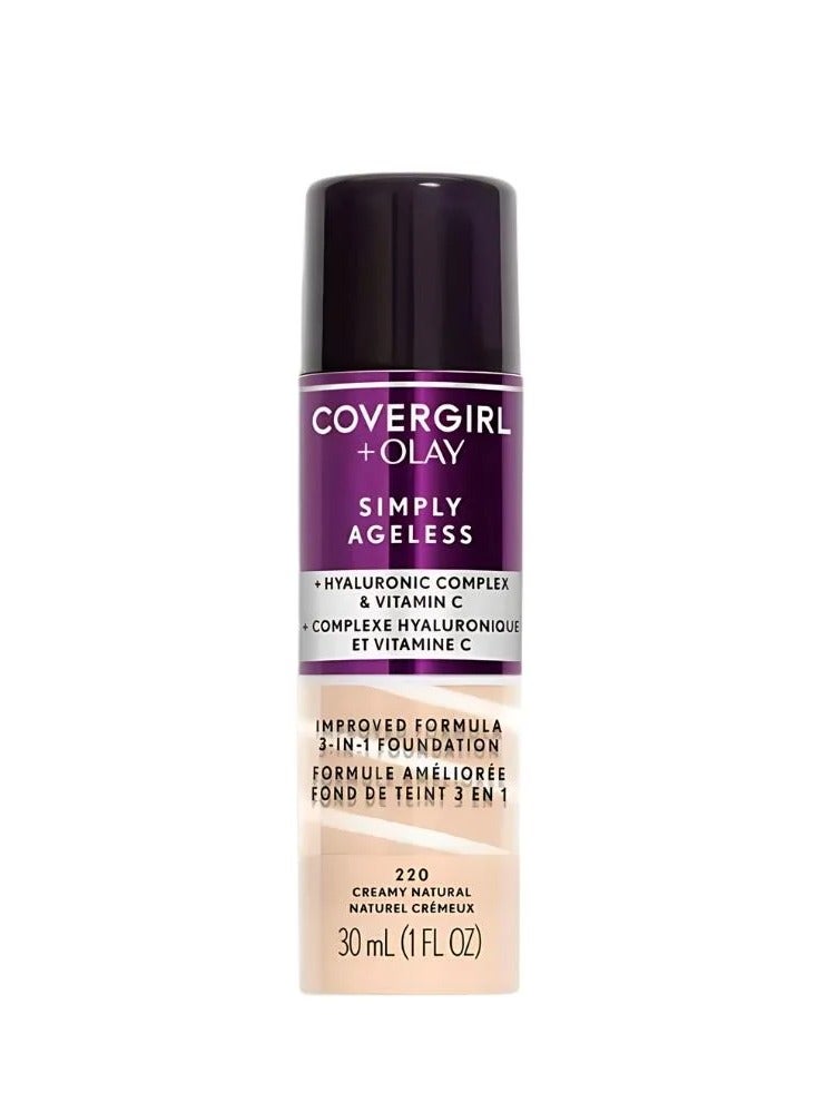 CoverGirl 3-in-1 Liquid Foundation + Olay Simply Ageless 220 Natural Creamy 30ml - Image 1
