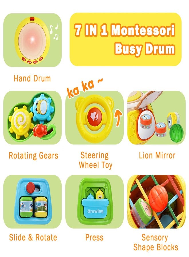 Sumapner 7-in-1 Activity Cube Drum Montessori Toys for Baby, Busy Toys for Toddlers with 9 Sensory Shape Blocks, Music & Light Educational Toys Christmas Birthday Gifts for Kids Boys Girls - Image 2