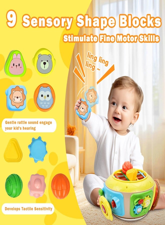 Sumapner 7-in-1 Activity Cube Drum Montessori Toys for Baby, Busy Toys for Toddlers with 9 Sensory Shape Blocks, Music & Light Educational Toys Christmas Birthday Gifts for Kids Boys Girls - Image 4