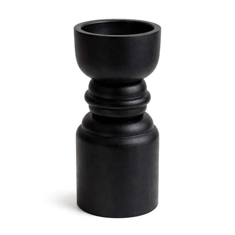 Pan Home Black Wood Pillar Candle Holder - Image 4