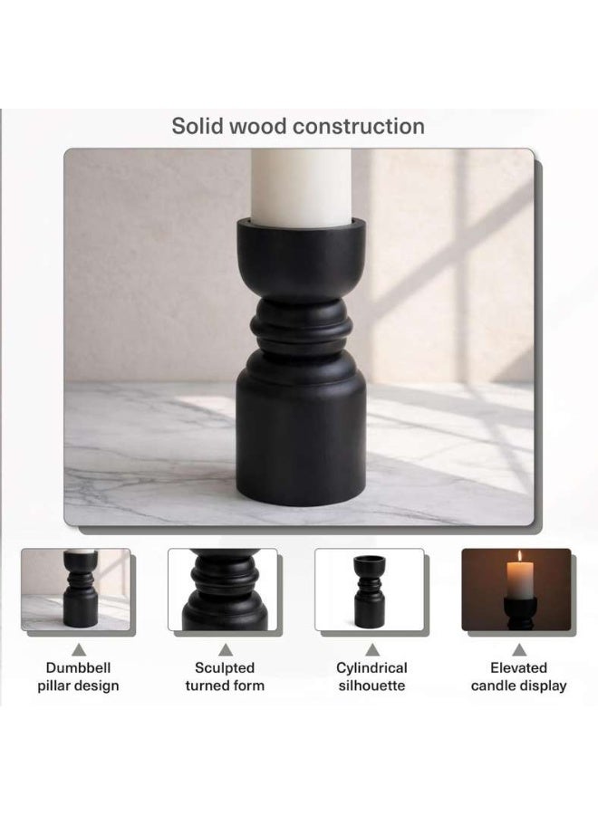 Pan Home Black Wood Pillar Candle Holder - Image 5