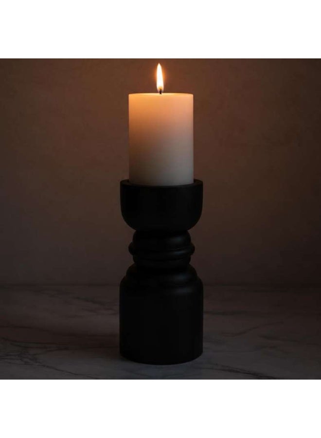 Pan Home Black Wood Pillar Candle Holder - Image 2