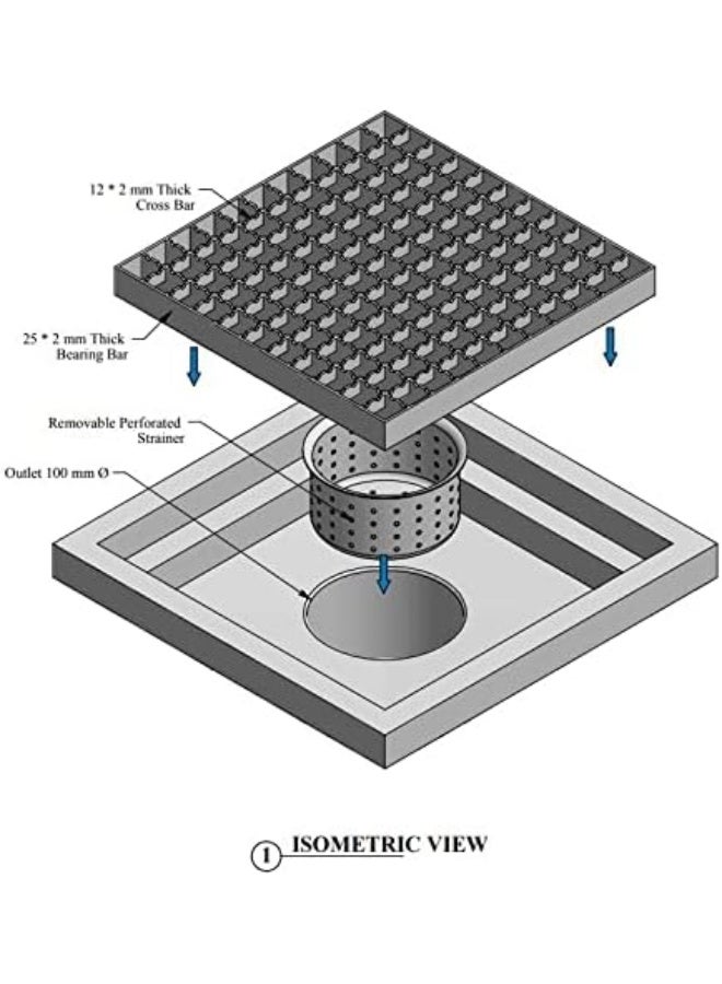 Sofia Refrigeration Floor Grating, Stainless Steel for Commercial Kitchen (300 x 300 MM) - Image 3